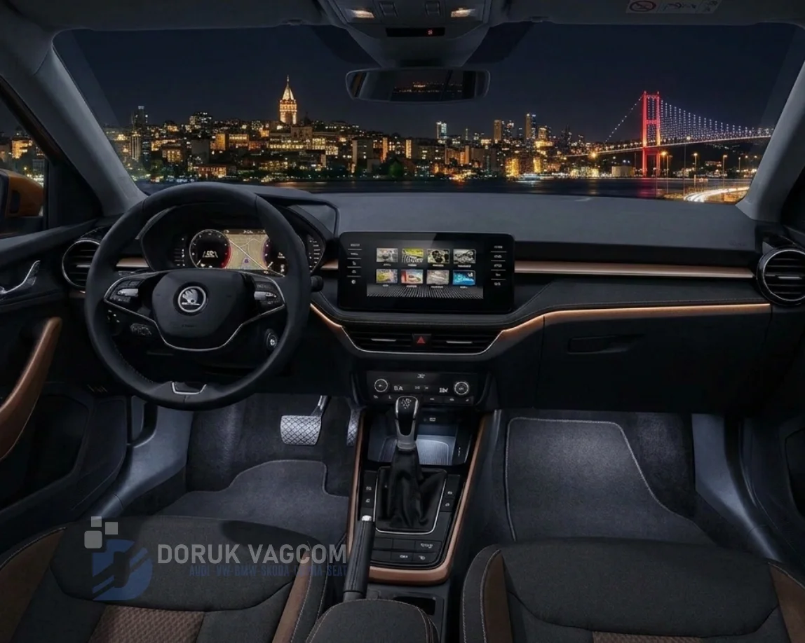 Skoda Fabia PJ (2021-2026) Skoda Fabia Orijinal Ön Ayak Aydınlatma Montajı Navigasyon Multimedya Montajı
